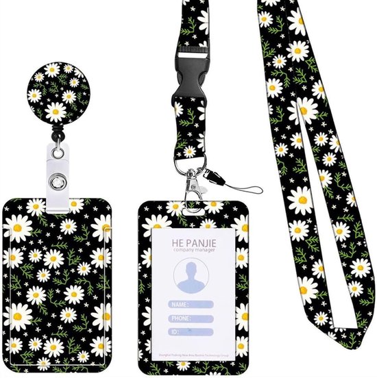 ID-kaart badgehouder Lanyard, premium echt leer gemaakt, zware nekband met sleutelhanger voor sleutelmobiele telefoon - rood