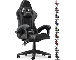 Bigzzia Gamingstoel - Ergonomische bureaustoel van PU-leer - In hoogte verstelbaar - Met lendenkussen en hoofdsteun - Comfortabele gamestoel voor volwassenen - Meisjes en jongens