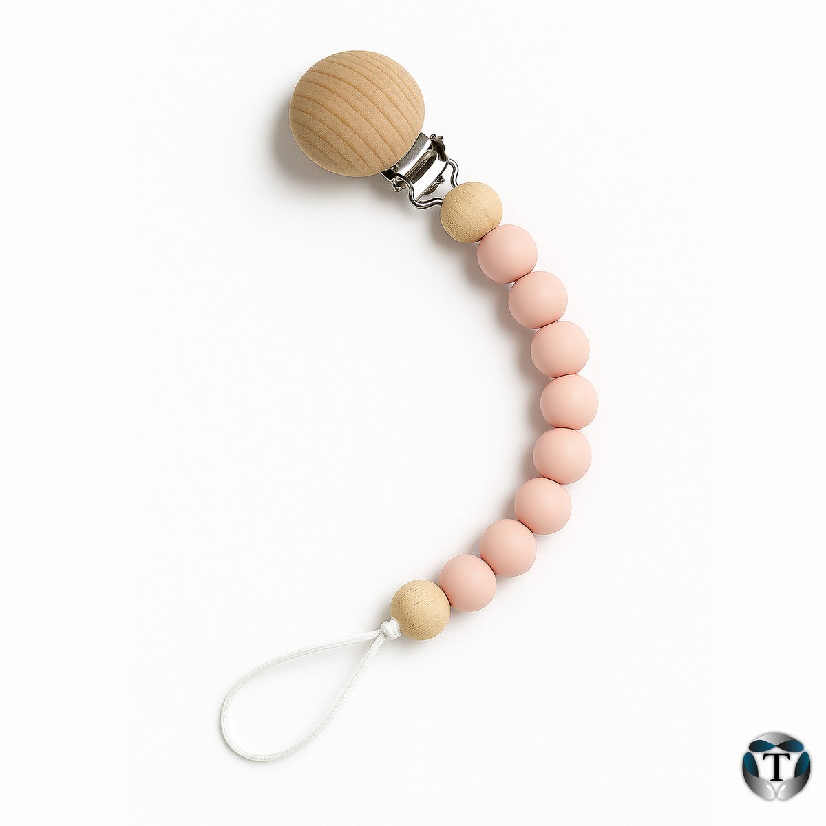 Speenkoord | Fopspeenkoord | Hulpmiddel Speen | Kralen | Peach | Silicoon | Hout | Houten Clip | Babyshower | Kraamcadeau | Jongen & Meisje | Baby | Speen | Speenketting | TheOldOmen |