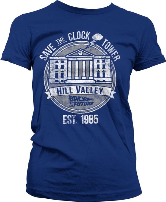 BACK TO THE FUTURE - T-Shirt Save the Clock Tower - Navy GIRL (XL)
