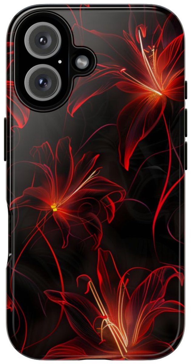 Rood Neon Spinleliepatroon – Telefoonhoesje Geschikt voor iPhone 16