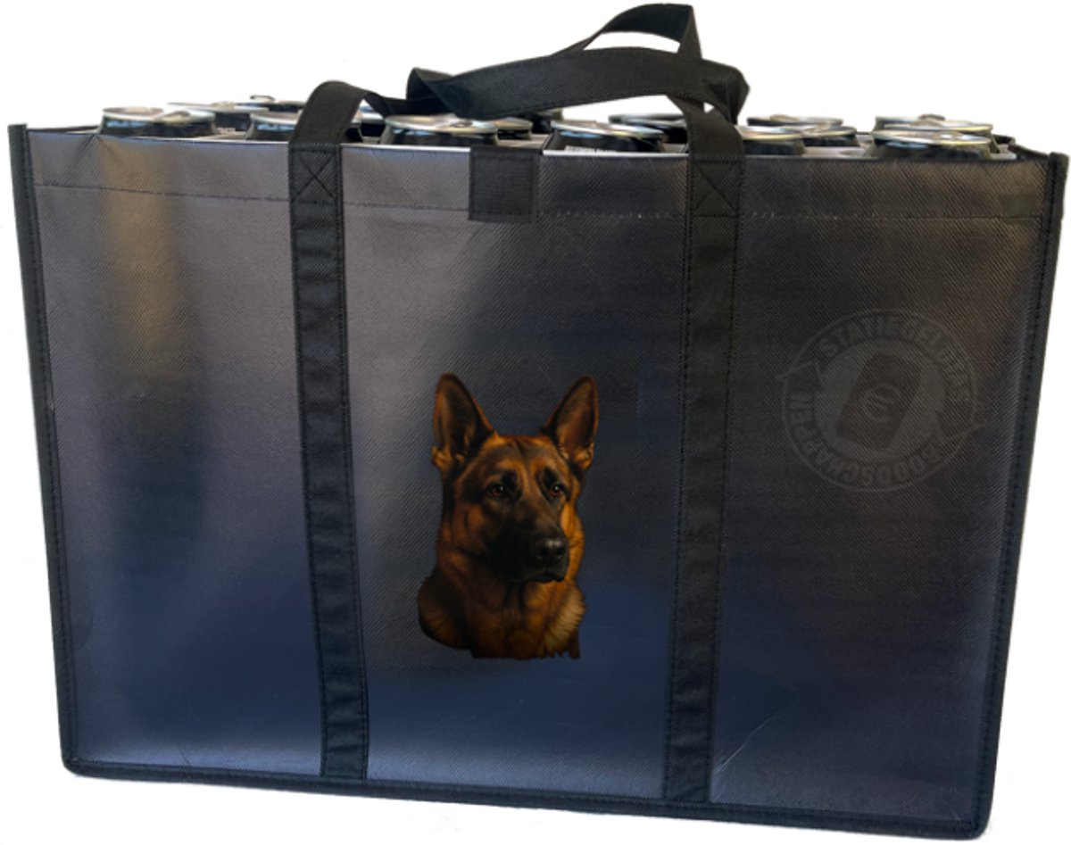 Honden tas Duitse Herder – Combiset Statiegeldtas - boodschappentas + 2 koelementen met uniek ontwerp – met handig klittebandsysteem