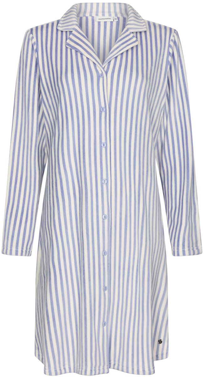 Pastunette Blue Fog - Nachthemd - Doorknoop - Flanel Fleece Blauw