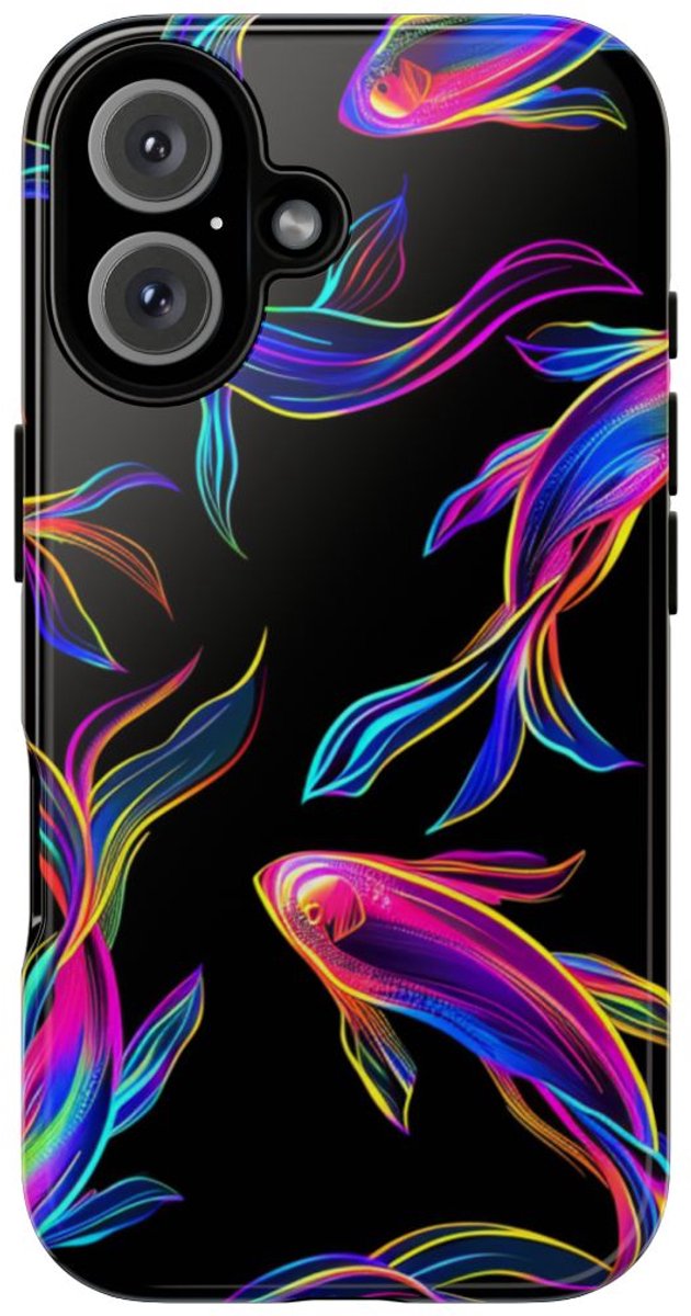 Neonkleurige Vissenpatroon – Telefoonhoesje Geschikt voor iPhone 16