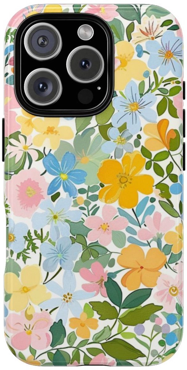 Vrolijk Pastel Bloemenpatroon – Telefoonhoesje Geschikt voor iPhone 16 Pro