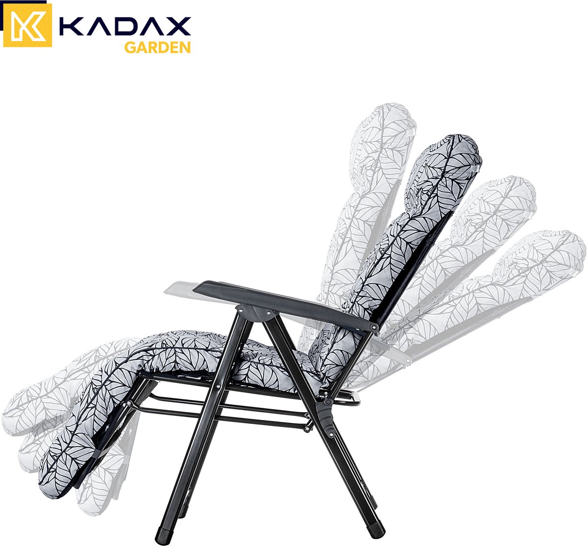 KADAX Tuinstoel met voetensteun, ligstoel met kussen, inklapbare zonnestoel, tuinligstoel met verstelbare rugleuning, tuinstoel, relaxstoel (grijs) thumbnail 3