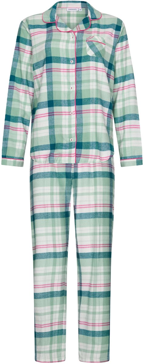 Pastunette Flannel Check - Pyjama - Doorknoop - Katoen/Flanel - Groen Wit