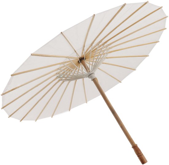 Parasol en papier Witte – Parapluie décoratif à DIY – Style Vintage – Bois et Papier – Perfect pour les mariages, les projets artistiques et les séances photo
