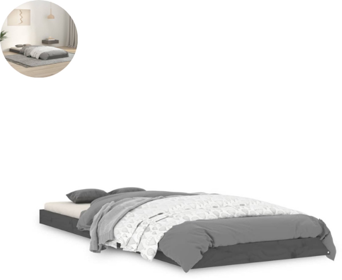 GranMaison Vloerbed – Laag Bedframe – Minimalistisch Design – Stevig en Comfortabel – Geschikt voor Elke Slaapkamer - Grijs