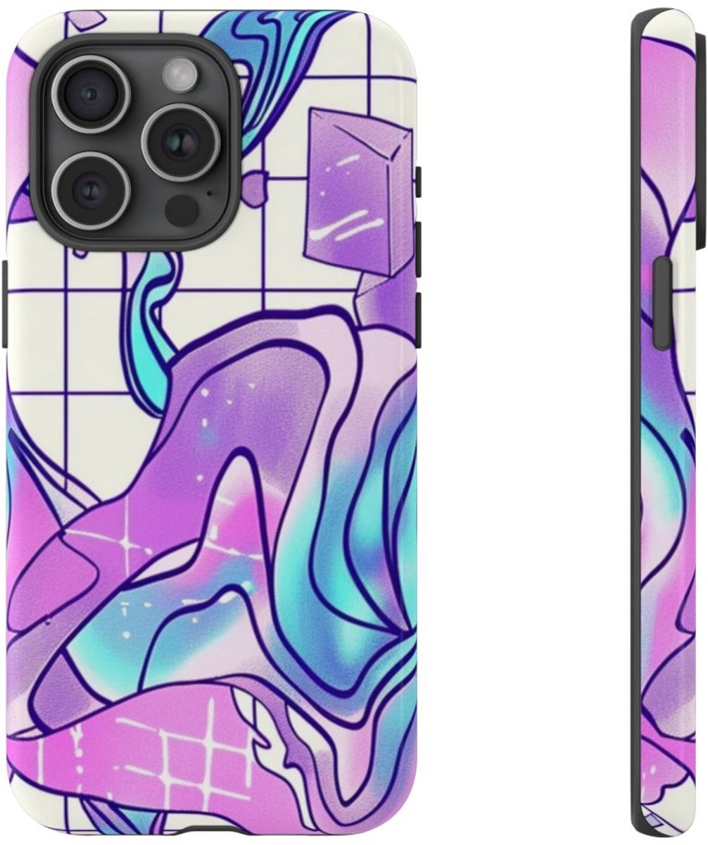 Abstract Kristal Vaporwave Patroon – Telefoonhoesje Geschikt voor iPhone 15 Pro Max