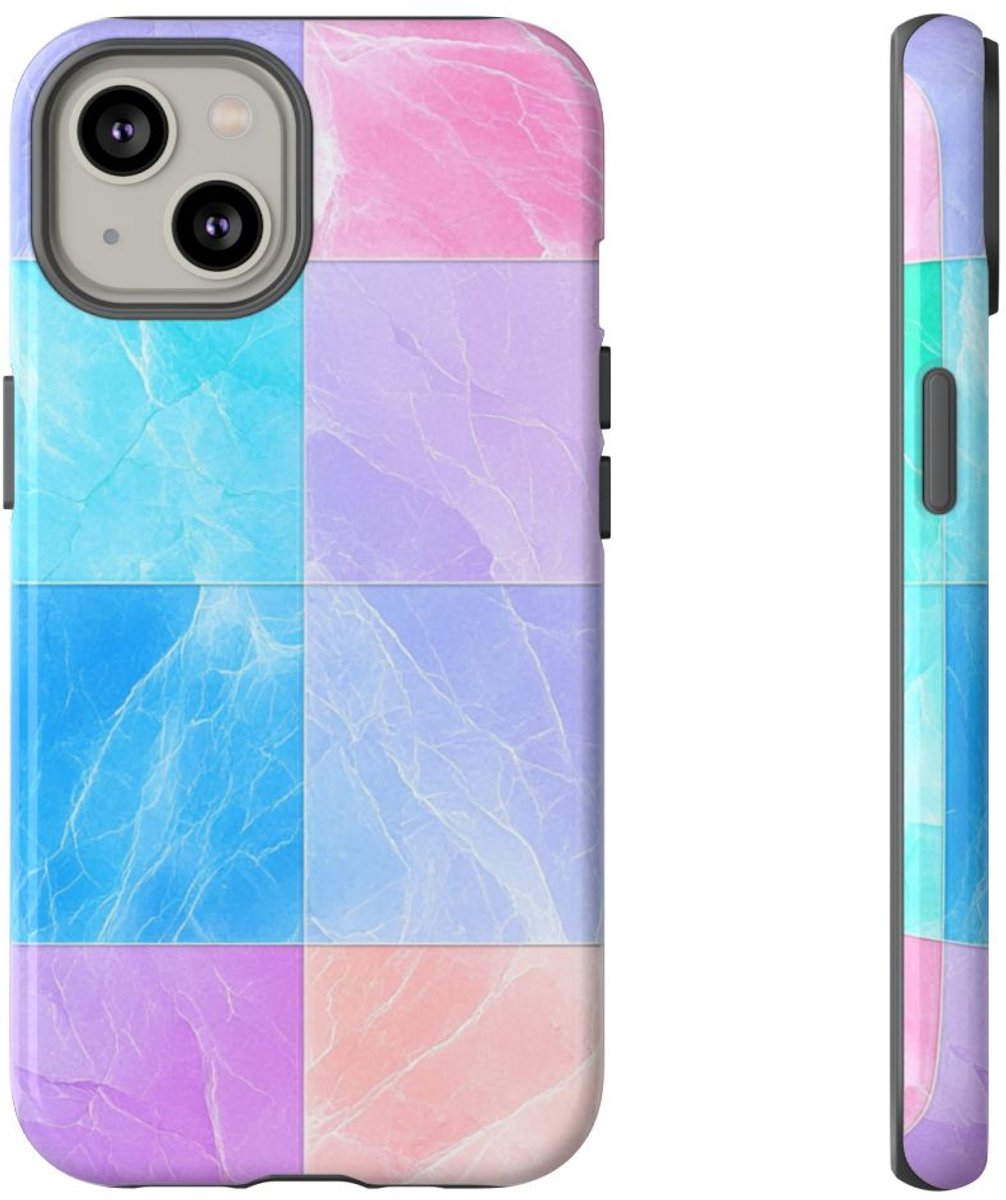 Pastelkleurige Marmertegels met Kleuroverloop – Telefoonhoesje Geschikt voor iPhone 14