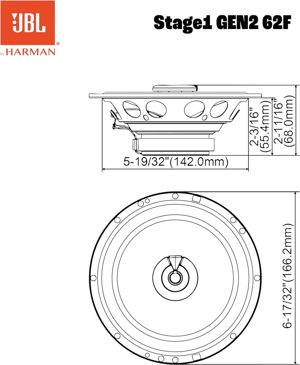 JBL Stage1 GEN2 62F – Autospeakers – 16,5 cm - 2-weg coaxiale - 400 Watt - Luidspreker set – foto 8