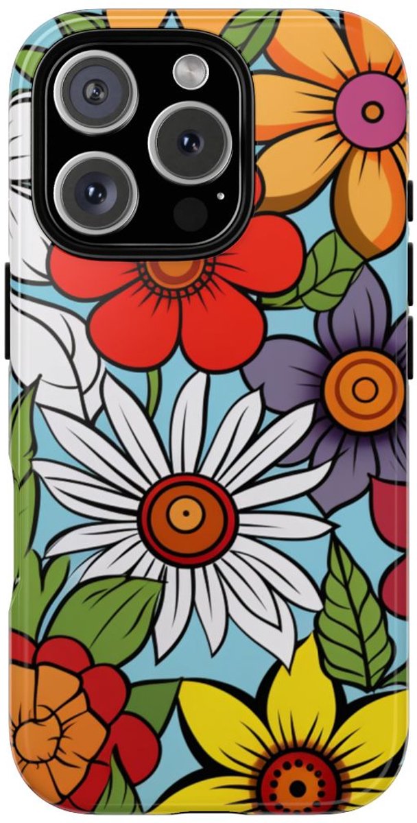 Kleurrijk Bloemenpatroon – Telefoonhoesje Geschikt voor iPhone 16 Pro