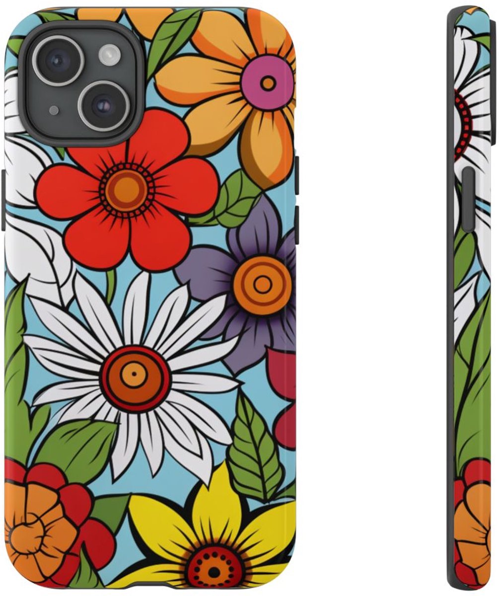 Kleurrijk Bloemenpatroon – Telefoonhoesje Geschikt voor iPhone 15 Plus