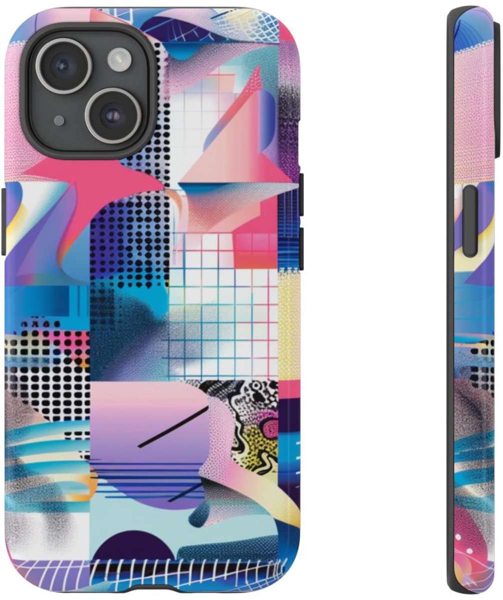 Kleurrijk Abstract Geometrisch Patroon – Telefoonhoesje Geschikt voor iPhone 15