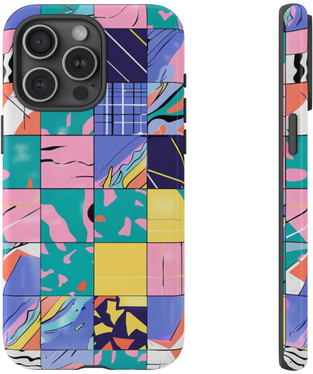 Kleurrijk Abstract Geometrisch Patroon – Telefoonhoesje Geschikt voor iPhone 15 Pro Max