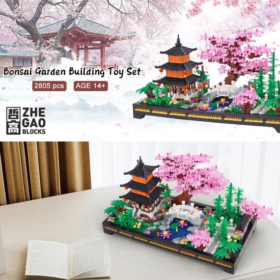 Lezi Nanoblocks Japanse bloemen tuin | Botanical Bonsai | Sakura