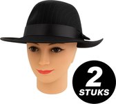 Verkleedhoed Zwart met Streep – Fedora Hoed 2 Stuks – Verkleed Accessoire voor Feest & Themafeest
