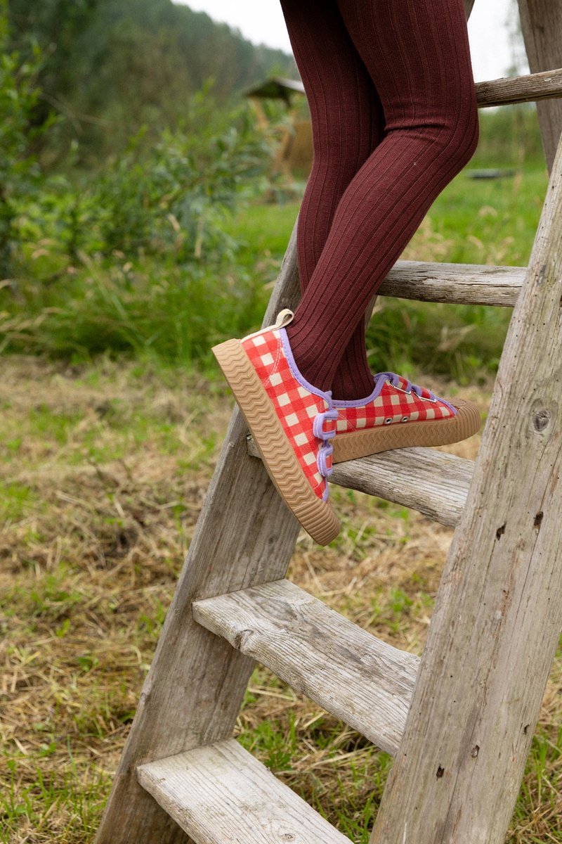 Sticky Lemon - canvas schoenen - klaproos ruit
