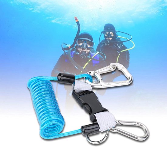 CRESSI Spiral Laynyard with Ring - Extensor Dos Mosquetones INOX de Buceo, Negro, Talla Única, Adulto Unisex