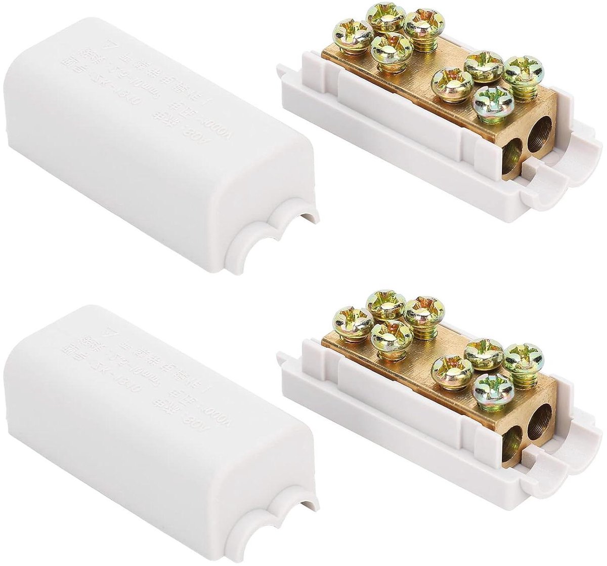 Krachtige Eindblokken T ‑ Vorm 1 ‑ in ‑ 2 ‑ uit Bedrading Klemmenblok - 2 Stuks - Snelsplitsing Klemmen ZK ‑ 1310 1000V 80A met Isolatieschaal