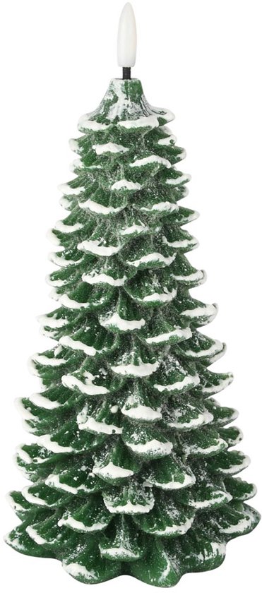 Décoratif | Bougie « Sapin de Noël », verte, LED, 20 cm | A255943