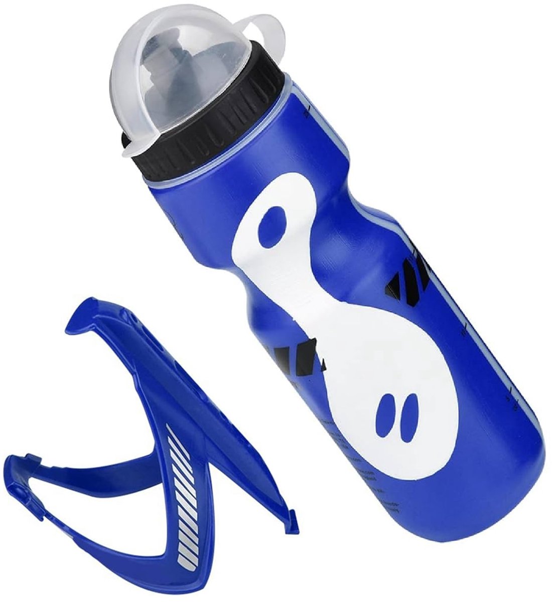 Bidon met Bidonhouder Set Fiets - Blauw-Wit - Lichtgewicht Bidon (650 mL) + Houder - Mountainbike Fleshouder Antislip - Racefiets