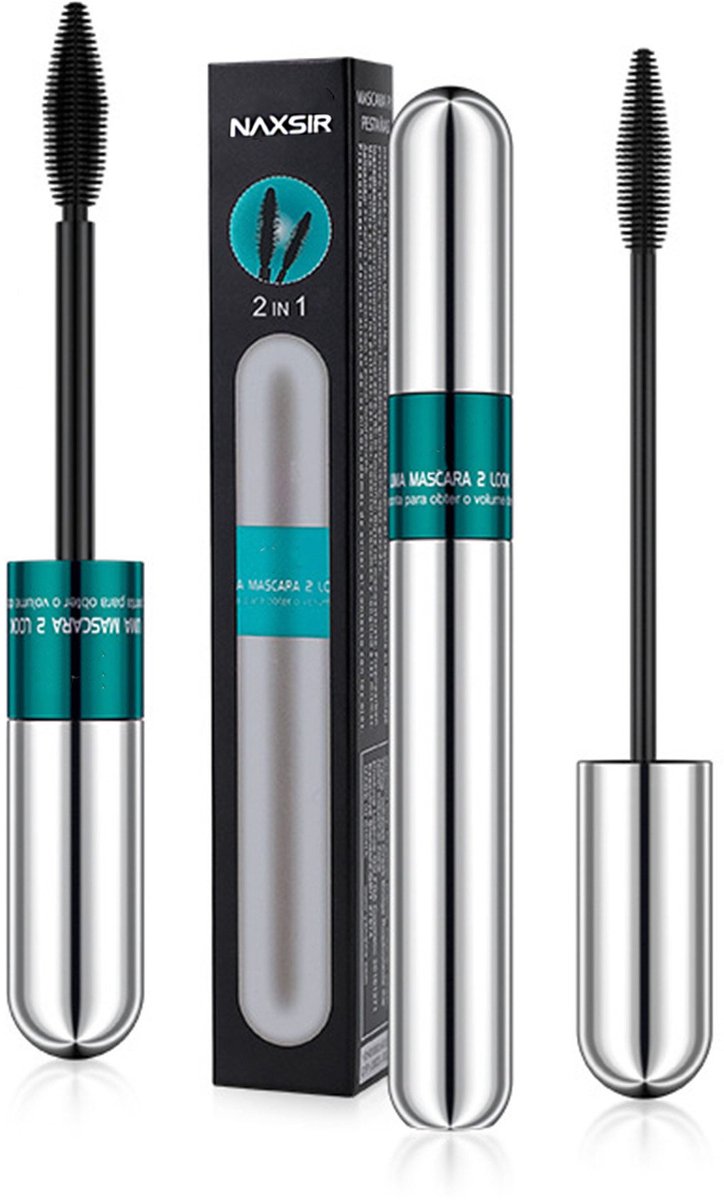 NAXSIR 2-in-1 Wimper Extensie Mascara - Extreme 4D Volume & Lengte - Waterdicht,Klontervrij & Langdurige Hold