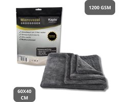 Microvezel Droogdoek Auto & Badkamer – Kaplo® – 1200GSM – Dubbelzijdig – 60x40 cm – Streeploos & Kalkvrij – Absorbeert 2L