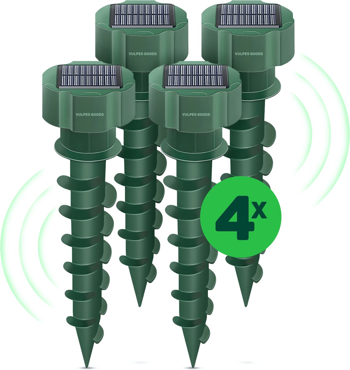 Vulpes Goods® Verjager - Mollenverjager - 4 Stuks - Muizenverjager - Mollenbestrijding - Werkt op zonne-energie - Waterdicht - Diervriendelijk - PRO V2