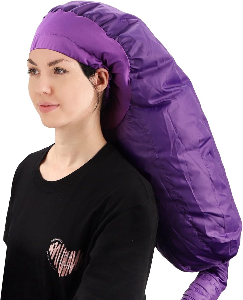 Bonnet kap haardroger - Extra grote - Verstelbare - Föhn-opzetstuk - Eenvoudige Styling, Krullen en Diepe Conditionering - Droogwarmtekap - Droogkap met Elastische Band - Voor Natuurlijke Krullend Textuur Haarverzorging, Snel Drogend, Styling - Paars