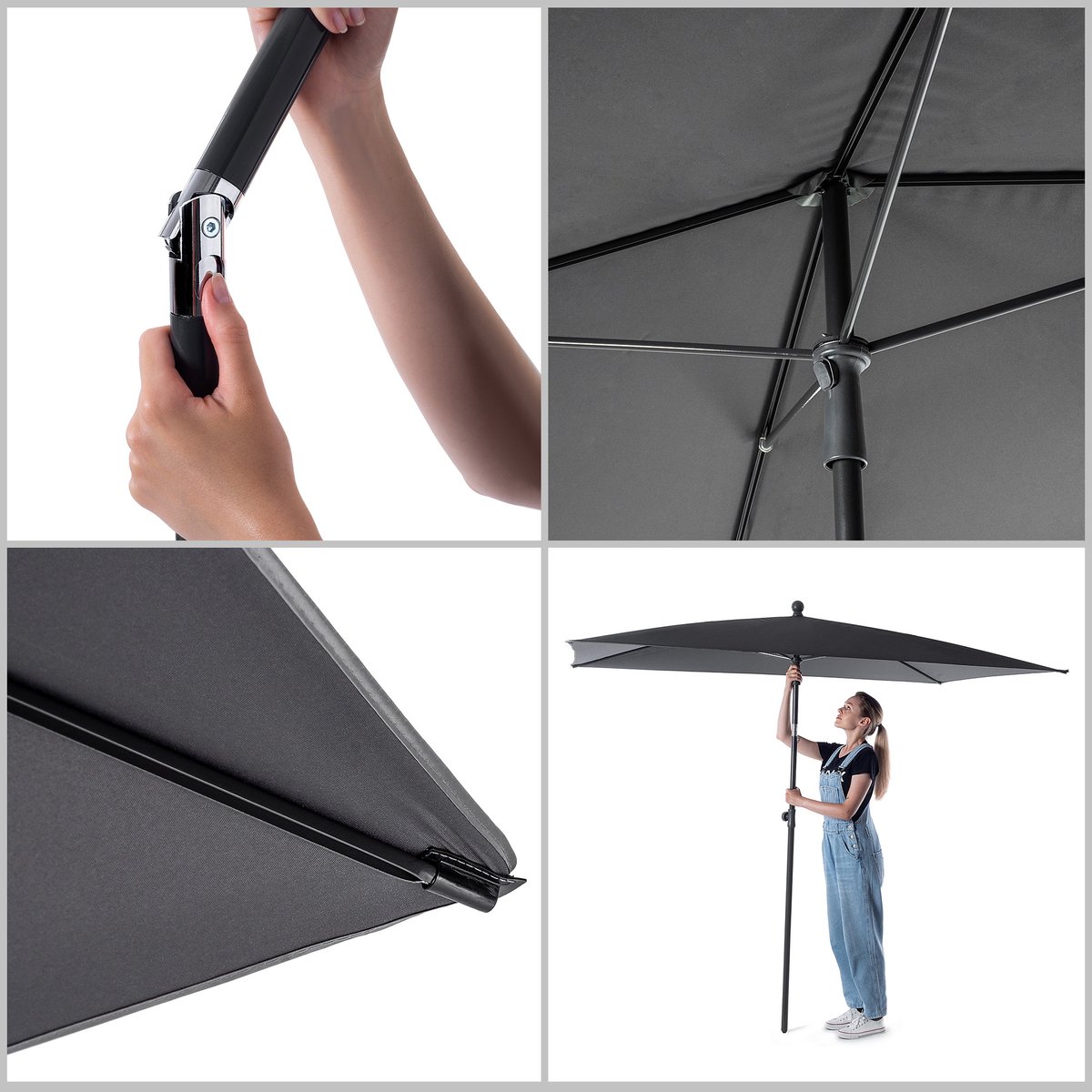 KADAX Balkonparasol 210x140cm, hoogte verstelbaar en kantelbaar thumbnail 3