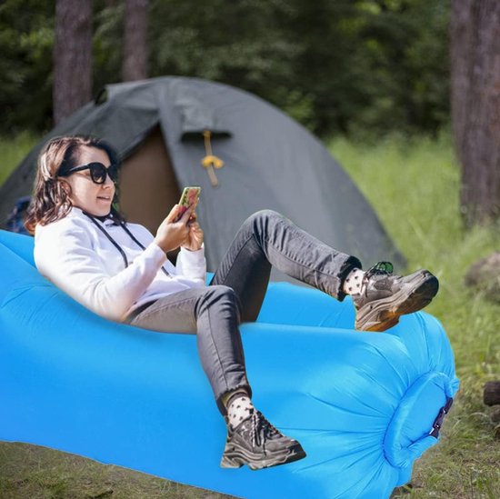 Gohytal Opblaasbare luchtbank, waterdichte luchtbank, luchtbank, draagbare airlounger, opblaasbare outdoor bank voor camping, park, strand, achtertuin, strandstoel en muziekfestivals, blauw van Merkloos — afbeelding 3