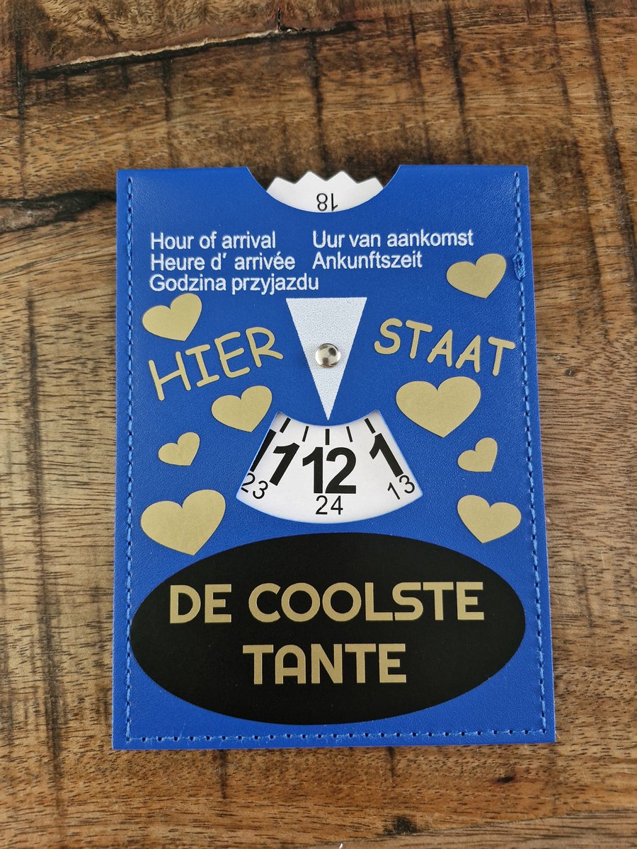 Parkeerschrijf met tekst- Hier staat - De coolste tante - blauwe zone- parkeerkaart- blauweschijf