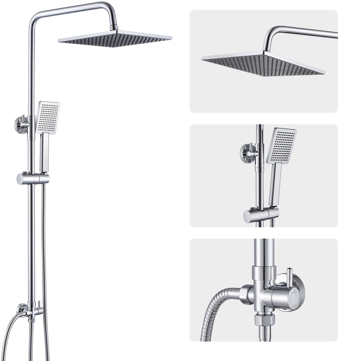 Sofetiy Max Doucheset - Regendouche Ø 25,4 cm - Handdouche Ø 8.5 cm - Chroom
