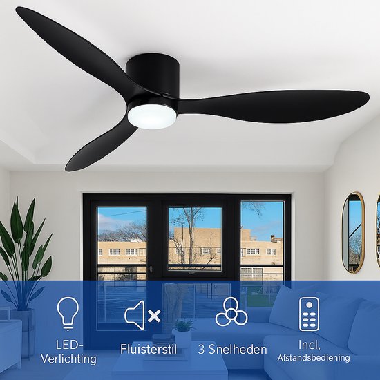 KZT plafondventilator met verlichting 106cm RGB dimbare ventilatielamp