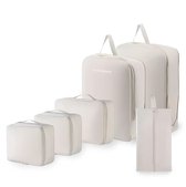 Innovaland - Packing Cubes - 6 Delige Set - Beige - Koffer Organizer Set - Bagage Organizers - Backpack - Reiszakken Voor Koffer - Cube - Compression Cubes - Compressie Ritsen