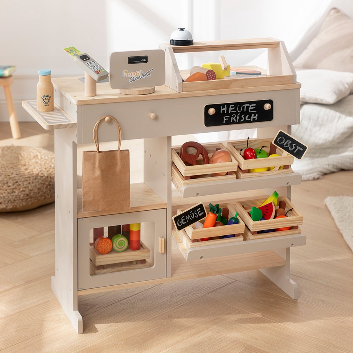 howa Speelgoedwinkeltje van hout - Beige met 5 accessoires - 47551 — afbeelding 6