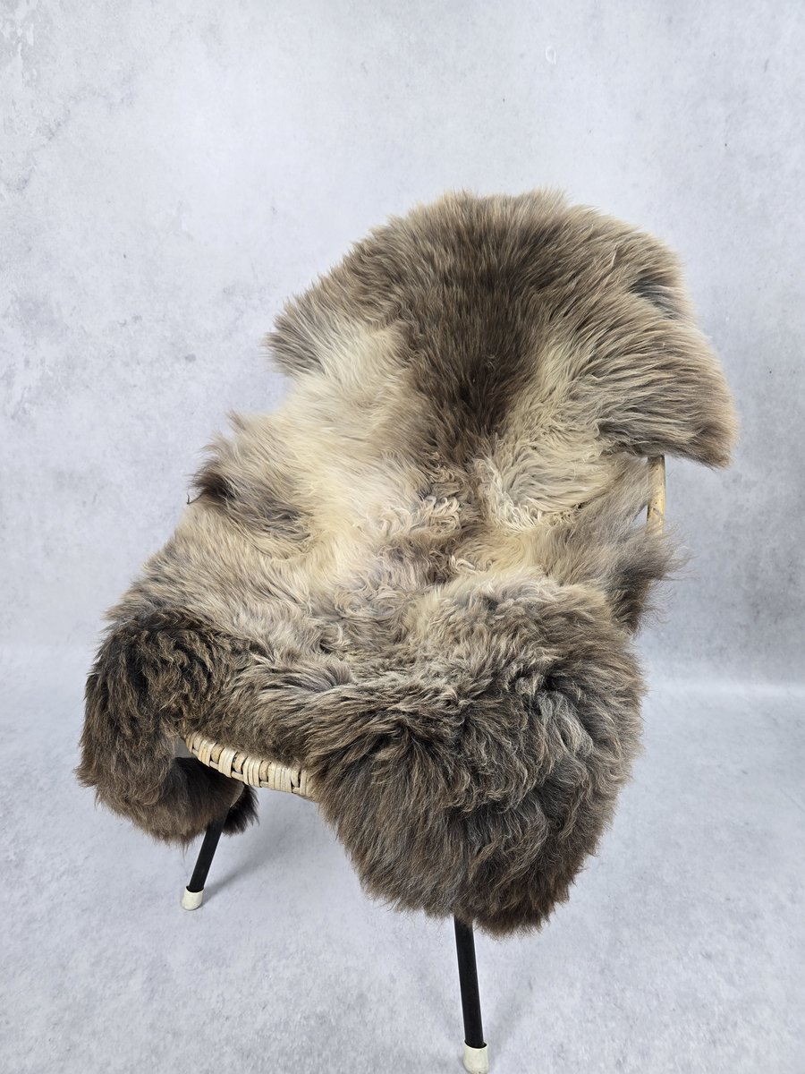 Schapenvacht- Exclusieve collectie - Bruin Grijs gemêleerd - 100% natuurlijke wollen vacht - 115x90 cm
