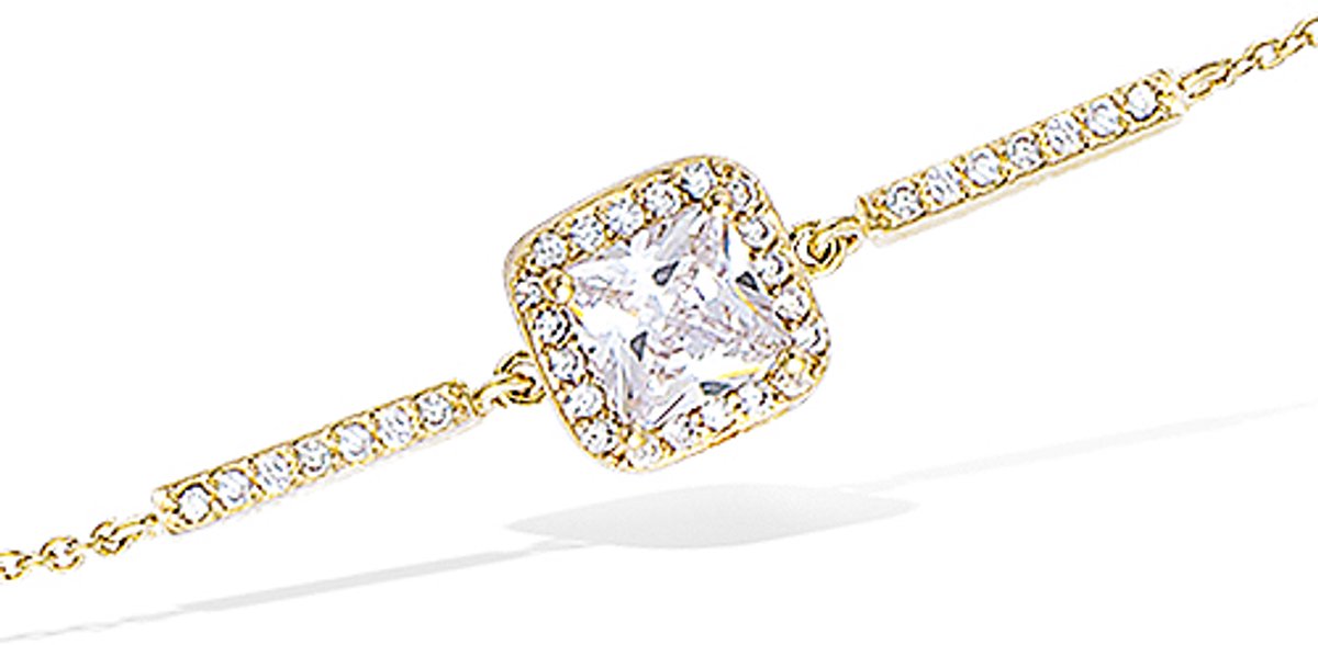 CHIVAL Armband 18K Vergulde Goud "Square Gem" – Luxe, Elegant, Zirkonia, Hypoallergeen, Sieraad voor Dames, Cadeau, Romantiek, Liefde, Geschenkverpakking