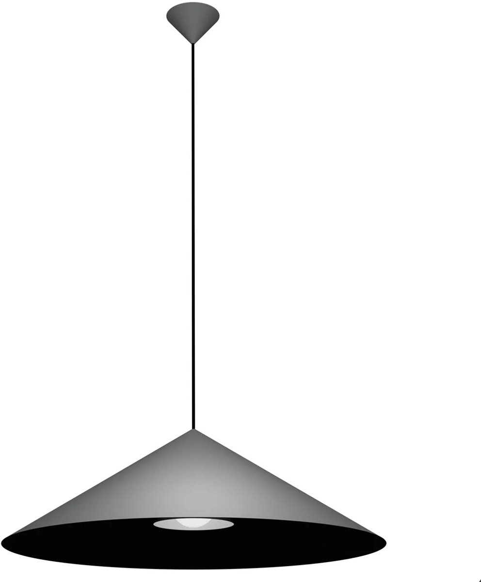 Mirago pendellamp met koepelvormige kap, Ø750mm, grijs/zwart. Voor E27-lichtbron max. 60W (niet inbegrepen), IP20.