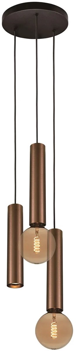 Fantasia Taboron hanglamp 3-lichts zwart/geborsteld brons