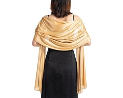 Satijnen zijden sjaal en wikkeljurk voor dames - Perfect voor avondjurken, bruid, bruidsmeisjes, bruidssjaal, schouderbedekking - Goud
