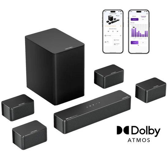 ULTIMEA Poseidon D80 Soundbar met 7.1-kanaals Dolby Atmos, 6.5" Draadloze Subwoofer, 460W Soundbar voor tv - Zwart - ULTIMEA - €269,99