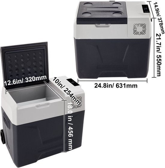 Auto Koelkast 50L / 52,8 QT Draagbare Vriezer - -20°C tot 20°C, Enkelzone met Wielen en Handvat - 12/24V DC en 100-240V AC Compressor Koeler voor Outdoor Kamperen van Merkloos — afbeelding 3