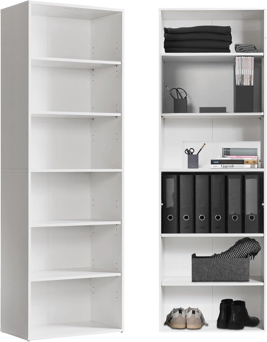mokebo Boekenplank 'Der Bücherwurm' (180x60x34 cm) in wit gemaakt van Hout, Boekenkast, Kantoorplank