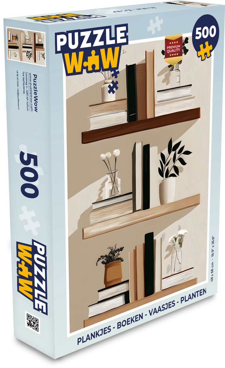 Puzzel Plankjes - Boeken - Vaasjes - Planten - Legpuzzel - Puzzel 500 stukjes