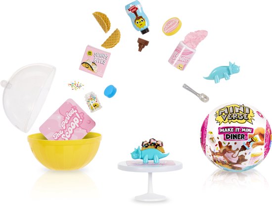Miniverse Make It Mini Foods: Diner Series 4 - Knutselset - Miniaturen Maken - Hapjes en Drankjes - Inclusief Tafeltje