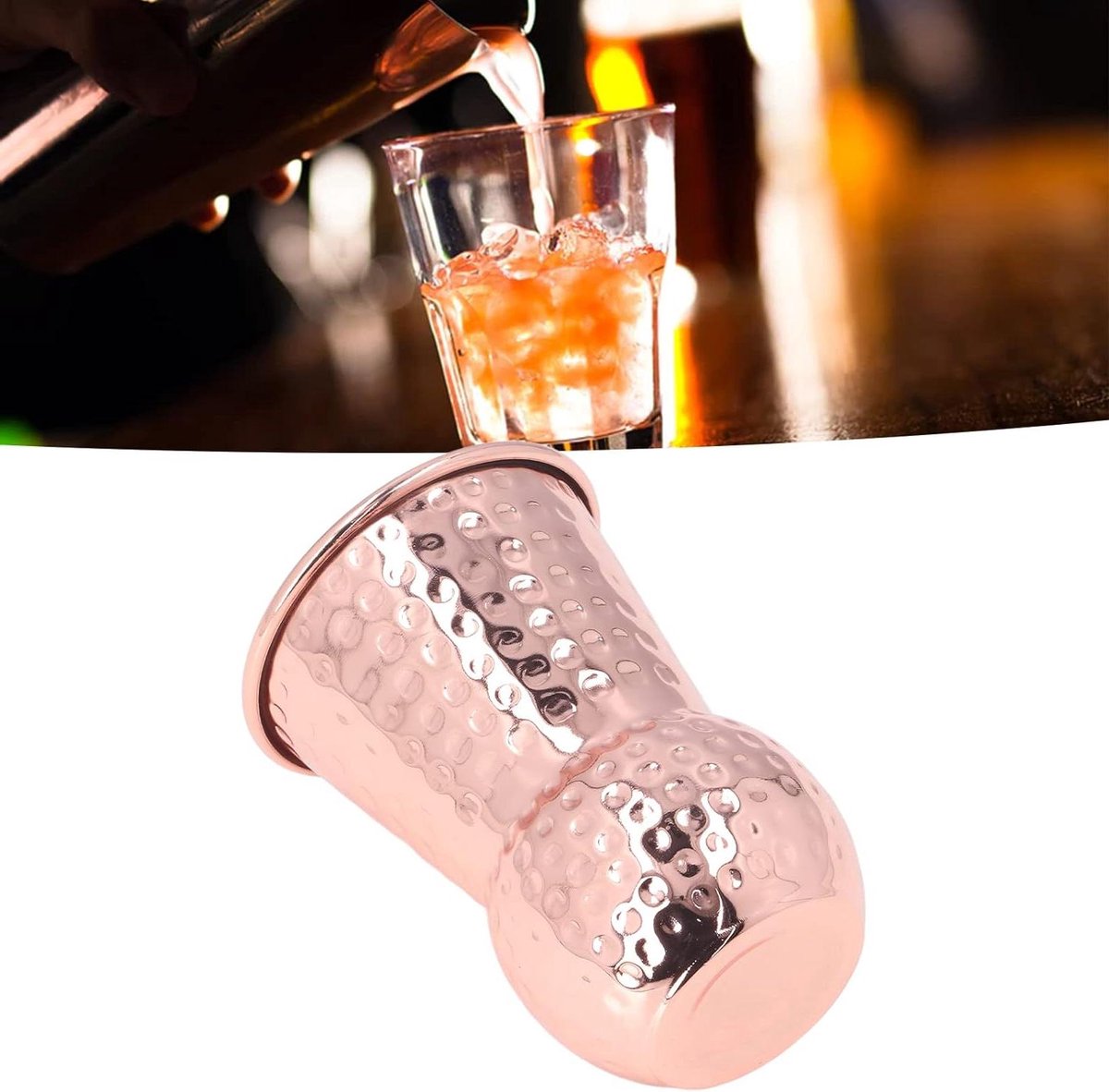 JGS Premium - Biermok 380 Ml Koperen Vat | Gehamerde Beker voor Moskou Muildier | Geschikt voor Bartenders en Cocktailliefhebbers | Roestvrij Staal | Feestelijke Drankjes Serveren