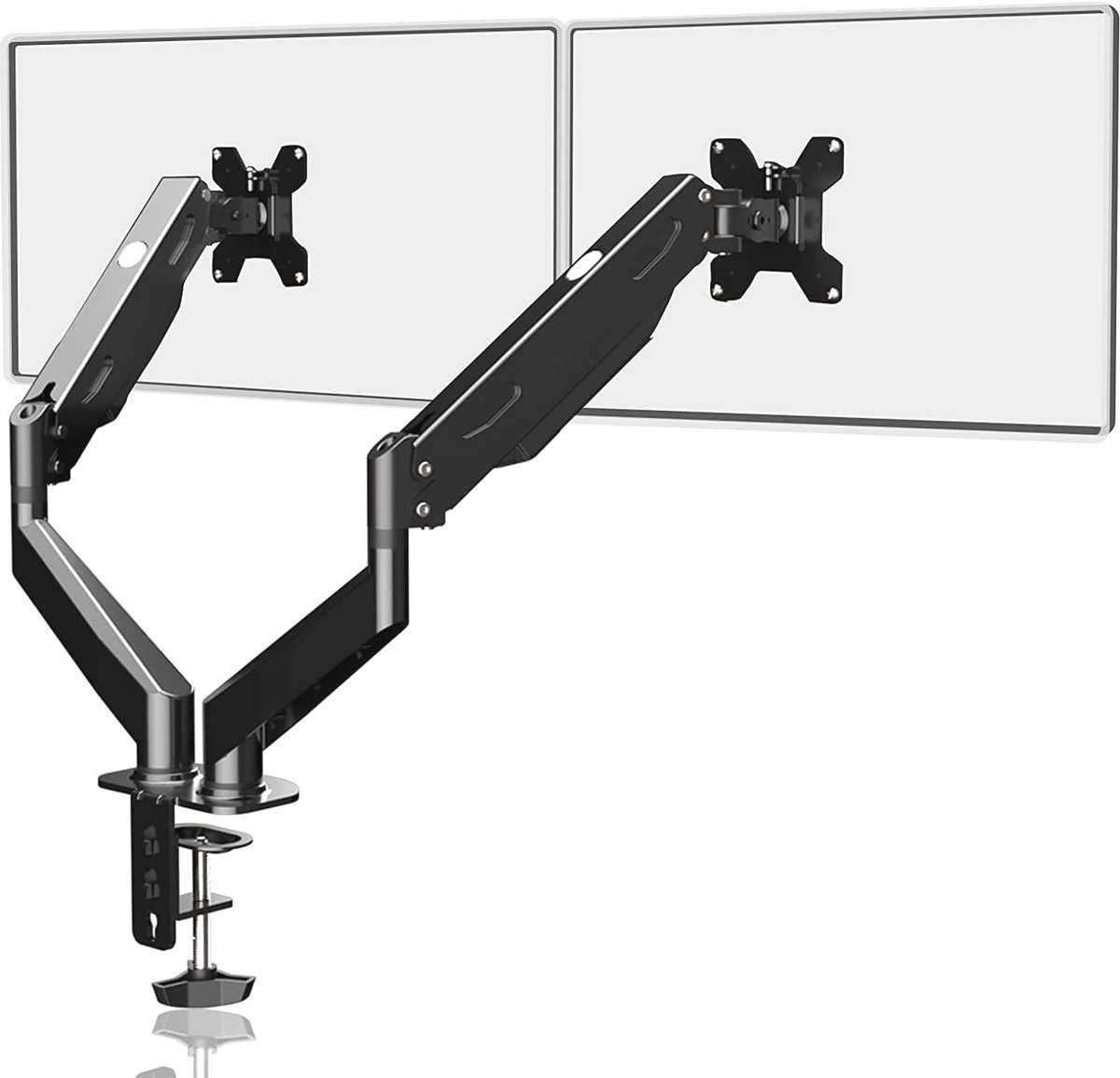 Monitorstandaard voor 2 schermen - Dubbele schermarm met gasveer voor 17-27 inch monitoren